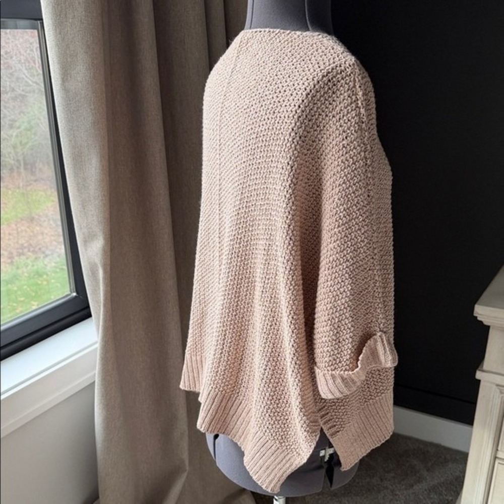 Easel Los Angeles Tan Knit V Neck Oversized Pullover Sweater Top S Neutral - Picture 2 of 9